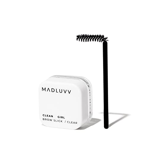 MADLUVV Clean Girl Brow Slick Clear Eyebrow Styling Gel for a Natural Looking Polished Finish with a Strong Hold, Vegan and Cruelty Free (Large)