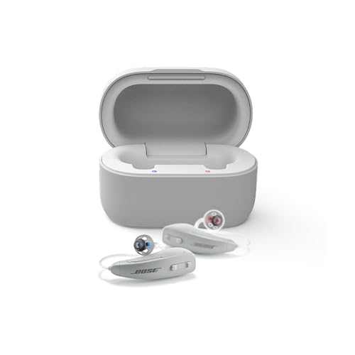 Lexie B2 Plus OTC Hearing Aids Powered by Bose - Rechargeable Hearing Aids for Seniors, 18 Hour Wireless Charging Case, Hearing Aids with Bluetooth Enabled Calls On iOS, Hearing Aids (Light Gray)