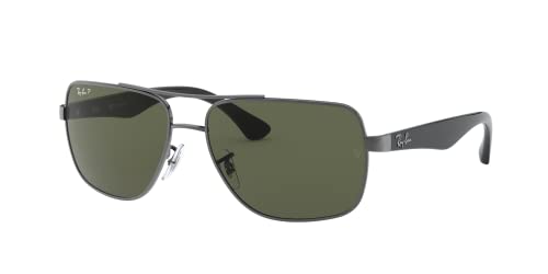 Ray-Ban Men's RB3483 Metal Square Sunglasses, Gunmetal/Polarized Green, 60 mm