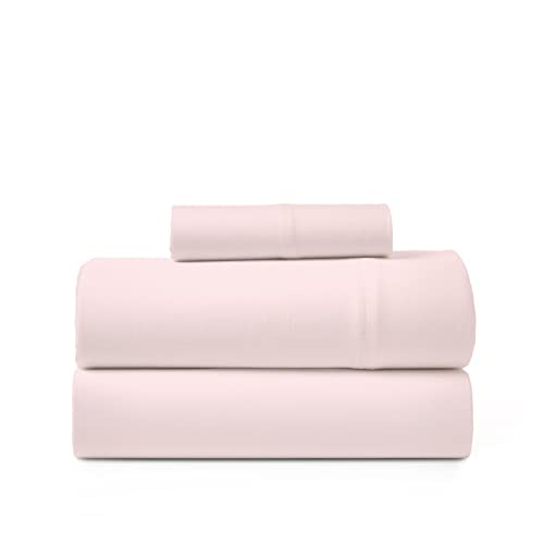 Road Trip America Jersey Knit Sheets Set - Cotton 3 Pieces Twin Set - T-Shirt Soft Knit Stretchy Bed Sheets - All Seasonal and Deep Pockets - Certified by Oeko-TEX (Blush, Twin)