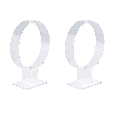 esowemsn 2pcs Clear Acrylic Headband Display Stand Headwear Holder Hairband Organizer Single Hair Hoop Holder Fixing Tools Accessories