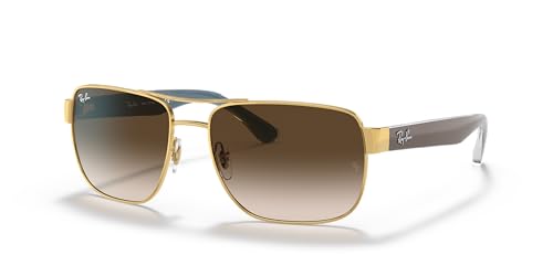 Ray-Ban Men's RB3530 Square Sunglasses, Gold/Brown Gradient Dark Brown, 58 mm + 1