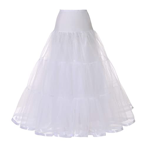 WOWBRIDAL Women's Ankle Length Petticoats Wedding Slips Plus Size S-XL (Large/X-Large, White)