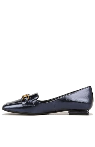 Franco Sarto Womens Tiari Slip On Square Toe Loafers Midnight Blue Metallic 8 M