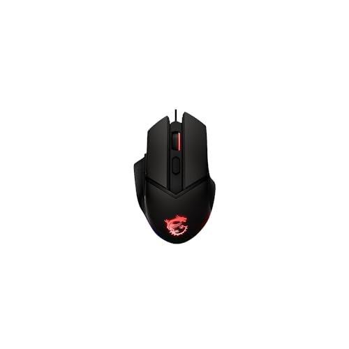 MSI Clutch GM20 Elite Gaming Mouse, 6400 DPI, 20M+ Clicks OMRON Switch, Optical Sensor, Adjustable Weights, Ergonomic Right Hand Design, RGB Mystic Light