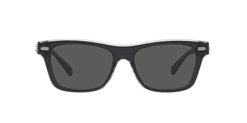 Coach HC8371U Universal Fit Sunglasses, Black/Transparent Grey/Grey Solid, 54 mm