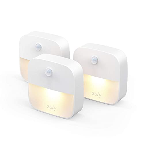 eufy by Anker, Stick-On Night Light, Warm White LED, Motion Sensor, Bedroom, Bathroom, Kitchen, Hallway, Stairs, Energy Efficient, Compact, 3-Pack
