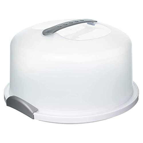 Unique Imports Cake Carrier Storage Container With Lid & Locking Handles for 12 inch Layer Cake White Dome for Transporting Cakes & Desserts