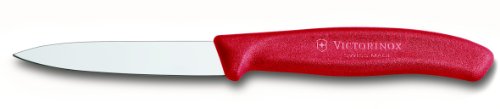 Victorinox 3.25 Inch Swiss Classic Paring Knife with Straight Edge, Spear Point, Red