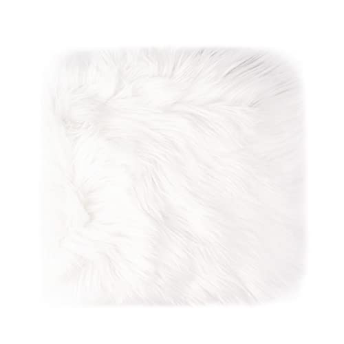 Qiodo Small Product Photo Background & Luxury Photo Props, 12 Inches Small Square Faux Fur Sheepskin Cushion Fluffy Area Rug, Great for Tabletop Photography, Jewelry, Nail Art, Home Decor (White)