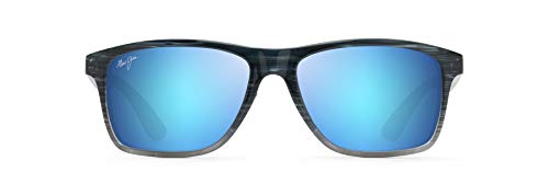Maui Jim Men's Onshore Polarized Rectangular Sunglasses, Blue Black Stripe Fade/Blue Hawaii, Large