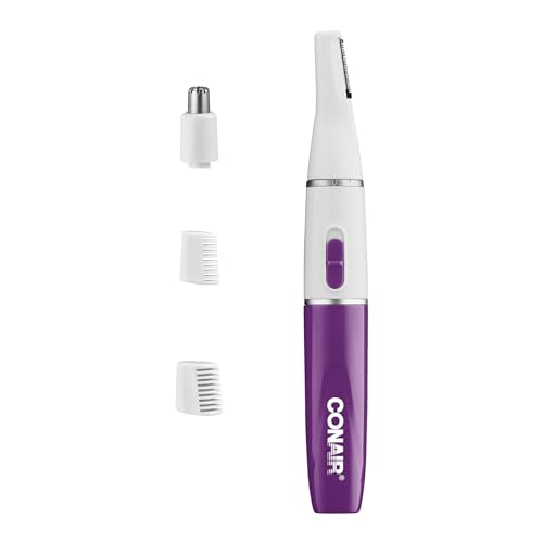 Conair All-in-1 Facial Hair Trimmer for Women, Perfect for Face, Ear/Nose and Eyebrows, Battery-Powered