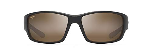 Maui Jim Men's Local Kine Polarized Wrap Sunglasses, Mtt Dark Trans Brown/Tan/Cream/HCL Bronze, Large