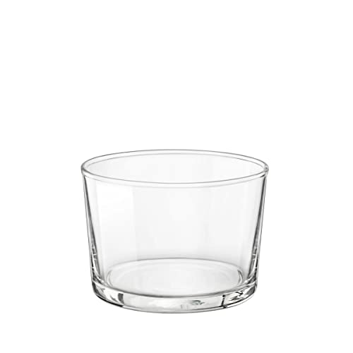 Bormioli Rocco Essential Decor Glassware – Set Of 12 Mini 7.5 Ounce Drinking Glasses For Water, Beverages ,Cocktails & Candle Holders – 7.5oz Clear Tempered Glass Tumblers
