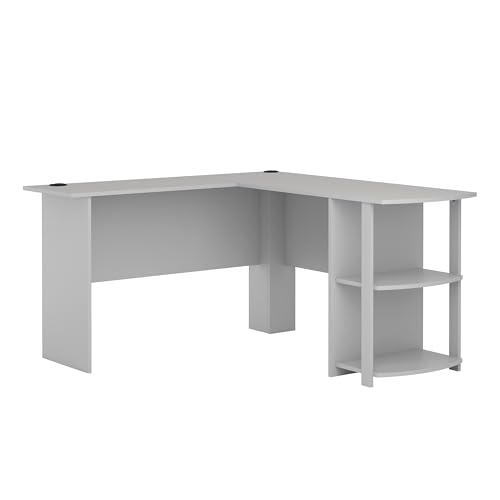 Ameriwood Home Dakota L-Shaped Desk with Bookshelves, Dove Gray