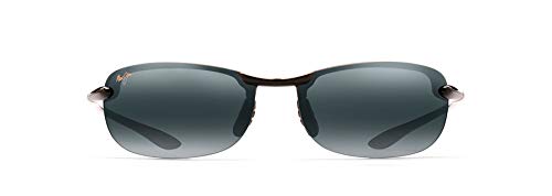 Maui Jim Men's and Women's Makaha Polarized Rimless Sunglasses, Gloss Black/Neutral Grey, Medium