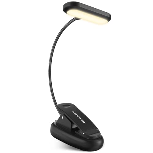 LEPOWER Book Light Dimmable, Lightweight Reading Light, 3 Brightness, 3 Light Mode, Eye Caring 9LED Book Light for Reading in Bed, for Paperbacks, Hardbacks, USB Cable & Battery Operated(Not Recharge)