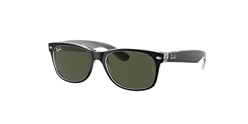 Ray-Ban RB2132 NEW WAYFARER Sunglasses For Men For Women + BUNDLE with Designer iWear Eyewear Kit (Black on Transparent/G-15 Green)