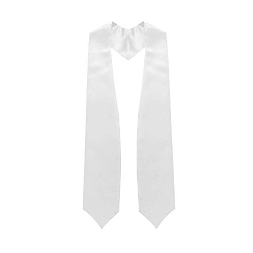 Endea White Graduation Stole - Plain Color, Unisex, 62' Graduation Sash (White)