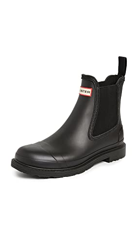 Hunter Commando Chelsea Boot for Men - Waterproof, Matte Finish, and Rubber Outsole Shoes - Black 11 M