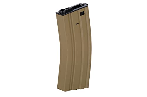 Lancer Tactical Full Metal M4/M16 300 Round High Capacity AEG Airsoft Magazine Clip High Tension Spring Feeds with Winding Wheel, (Tan/Single)