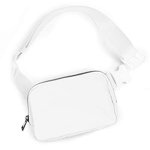 Didida White Mini Belt Bag, Fashion Waist Packs Unisex Fanny Packs for Women Men crossbody with Adjustable Strap for Outdoors Workout Travel Casual Running Hiking Cycling