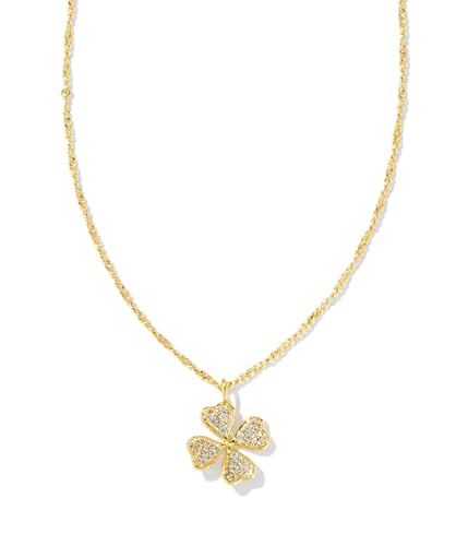 Kendra Scott Womens Clover Crystal Short Pendant Necklace Gold White Crystal One size