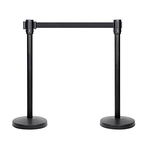 Amazon Basics Premium Crowd Control Stanchion, 6.5-Foot Retractable Belt, Pack of 2(Previously Amazon Commercial brand)