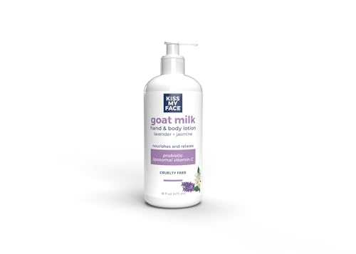 Kiss My Face Goat Milk Hand & Body Lotion - Lavender & Jasmine Lotion with Goat Milk - 16 Ounce Bottle with Pump (Lavender & Jasmine, Pack of 1)