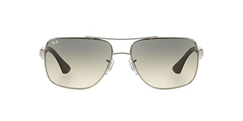 Ray-Ban Men's RB3483 Metal Square Sunglasses, Silver/Grey Gradient, 60 mm