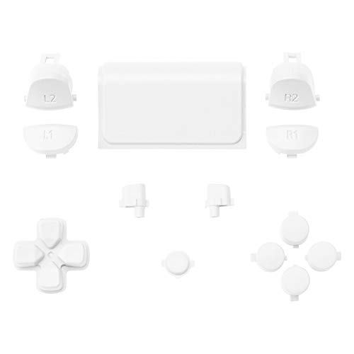 eXtremeRate Replacement D-pad R1 L1 R2 L2 Triggers Touchpad Action Home Share Options Buttons for ps4 Controller, White Full Set Buttons Repair Kits for ps4 Slim Pro CUH-ZCT2 Controller