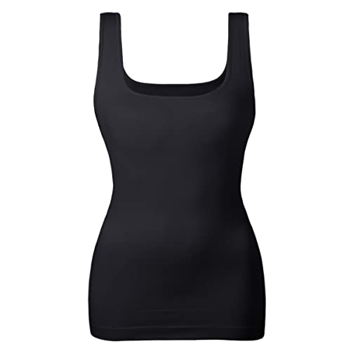 EUYZOU Women's Tummy Control Shapewear Tank Tops Seamless Square Neck Compression Tops Slimming Body Shaper Camisole-Black XL