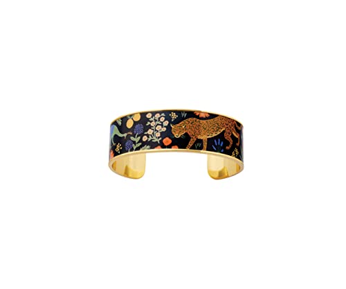 RIFLE PAPER CO. Menagerie Cuff With Gold Floral Stylized Pattern Designed For Wrist Wear For Brightening Up Your Outfit At Events, Parties, And Gatherings