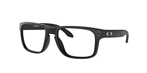 Oakley Men's Ox8156 Holbrook Rx Square Prescription Eyeglass Frames, Satin Black Silver Icon/Demo Lens, 56 mm