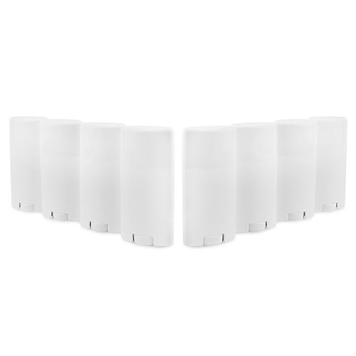 Cornucopia 2.5oz Empty Deodorant Containers (8-Pack, 75ml); BPA-Free Plastic White Twist-Up Refillable Tubes for DIY Deodorant, Aromatherapy, Balm, Etc.