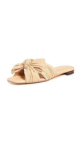 Loeffler Randall Women's Daphne Pleated Knot Flat Sandals, Natural, Tan, 9.5 Medium US