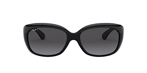 Ray-Ban Women's RB4101 Jackie Ohh Butterfly Sunglasses, Black/Polarized Light Grey Gradient Dark Grey, 58 mm