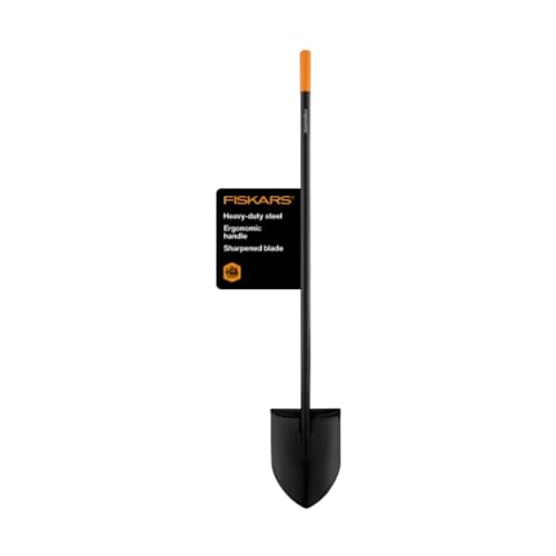 Fiskars Digging Shovel - Heavy Duty Gardening Tool with Straight Handle - Lawn and Yard Tools - Black