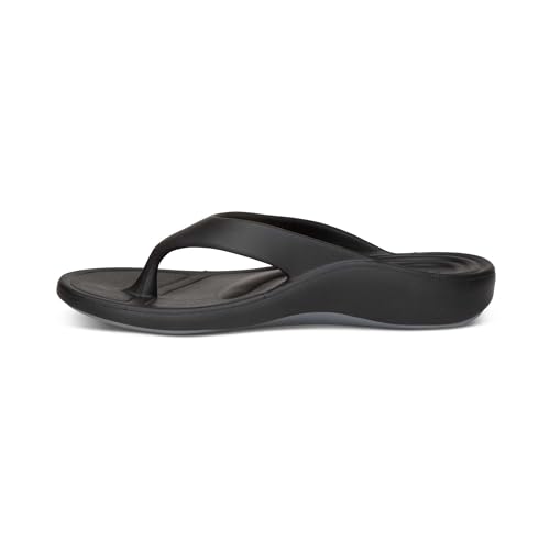 Aetrex Maui Waterfriendly Orthotic Flip Flop with Arch Support Matte-Black