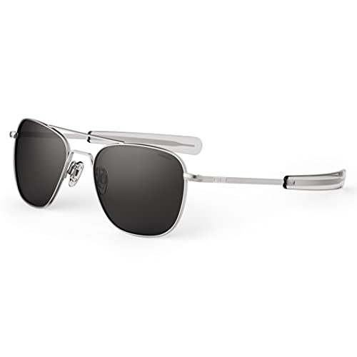 Mens or Womens Aviator Sunglasses, Matte Chrome Finish, Classic, Polarized UV Protection by Randolph USA