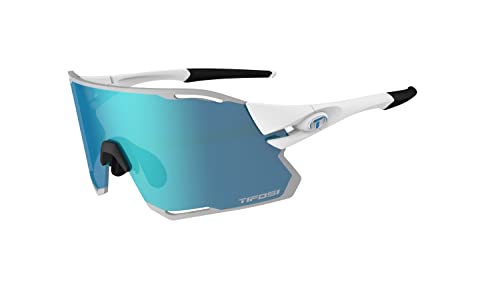 Tifosi Rail Race Cycling Sunglasses Men & Women Interchange Lens Options- Ideal For Cycling, Road, Gravel, MTB & Baseball (Matte White (Clarion Blue/Clear))