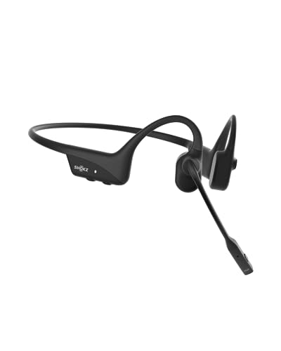 SHOKZ OpenComm2 Open-Ear Bone Conduction Headphones, Wireless Bluetooth Computer Headsets with Noise Canceling Mic and Mute Botton for Work, Call, Meeting, 16 Hours Talk Time for Mobile & PC