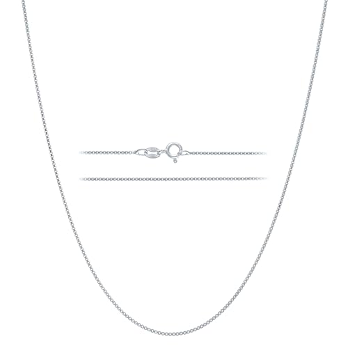 KISPER Sterling Silver Box Chain Necklace – Thin, Dainty, 925 Sterling Silver Jewelry for Women & Men with Spring Ring Clasp – Made in Italy, 18'