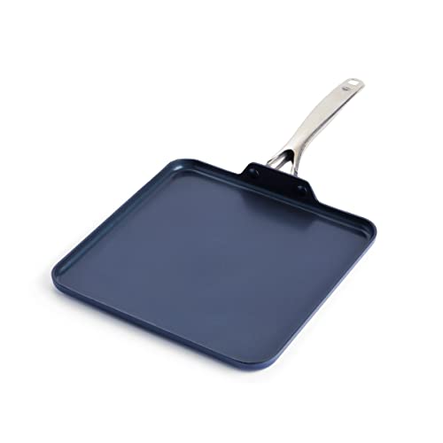Blue Diamond Cookware Diamond Infused Ceramic Nonstick, 11' Griddle Pan, PFAS-Free, Dishwasher Safe, Oven Safe, Blue