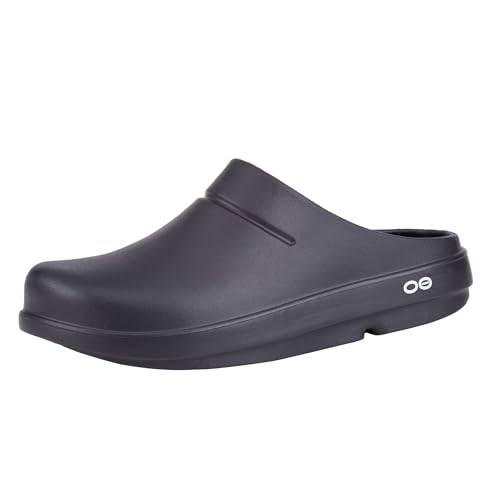 OOFOS Unisex OOcloog, Black - Men’s Size 5, Women’s Size 7 - Lightweight Recovery Footwear - Reduces Stress on Feet, Joints & Back - Machine Washable