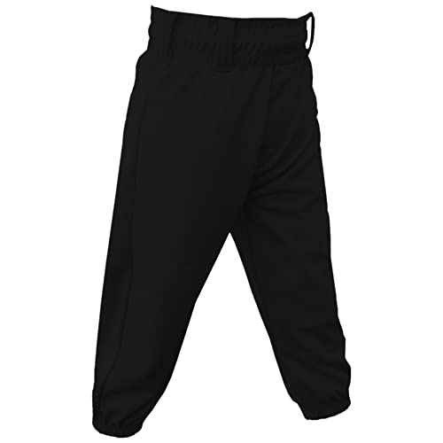 3N2 Clutch Boys Youth Baseball Pants Made of 100% Polyester Lightweight Moisture Wicking Knicker Style with Reinforced Knees & Elastic Waistband, Black, X-Small