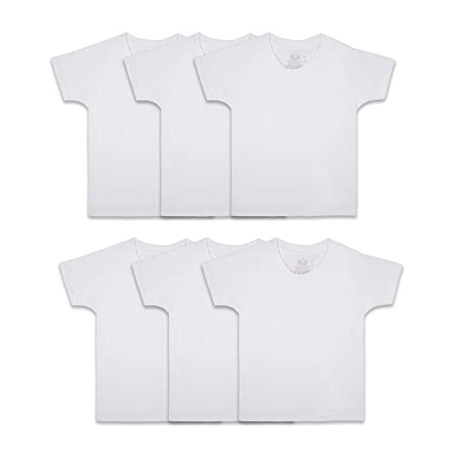 Fruit of the Loom Boys' Cotton T Shirt, Toddler-6 Pack-White, 2-3T