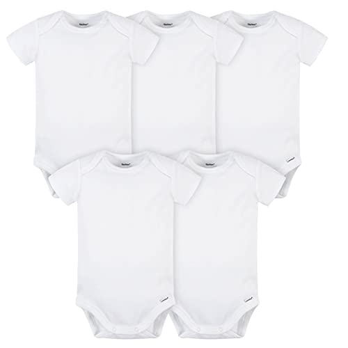 Gerber unisex baby 5 Pack Onesies Multi-packs Bundle Interlock 180 Gsm Shirt, White, 12 Months US