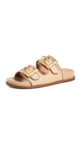 SCHUTZ Women's Enola Casual Slides, Beige, Tan, 10 Medium US