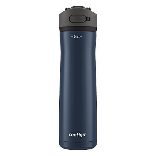 Contigo Ashland Chill Stainless Steel Water Bottle with Leakproof Lid & Straw, Water Bottle with Handle Keeps Drinks Cold for 24hrs & Hot for 6hrs, Great for Travel, School, Work, & More, 24oz